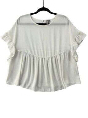ASOS Cream Babydoll Blouse Flutter Sleeve Top US 14